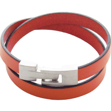 Liberty Leather Bracelet - Orange - AG Agora Jewellery London