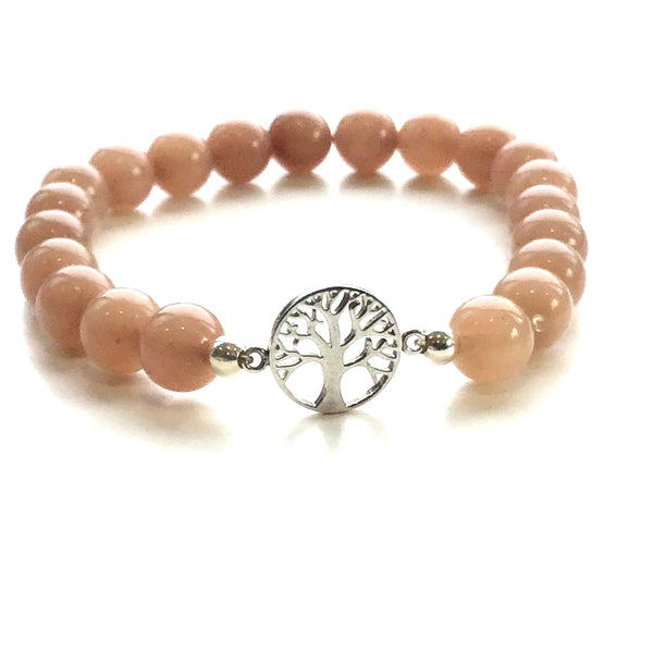 Tree of life and Light Brown Agate Bracelet