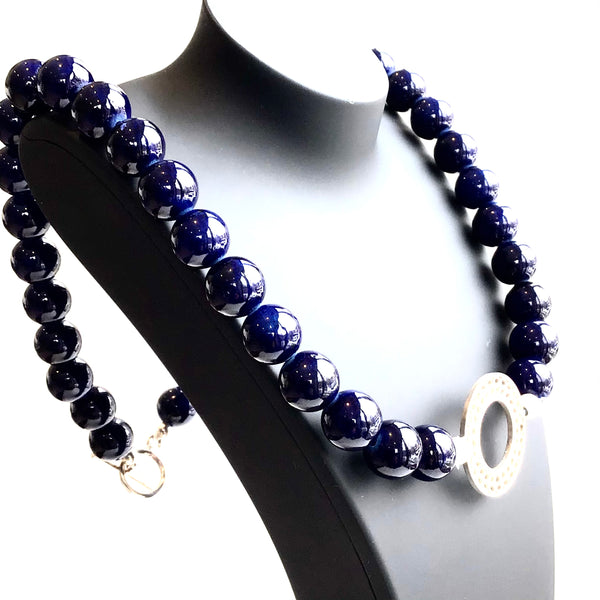 Blue Jade and Filigree Necklace - AG Agora Jewellery London