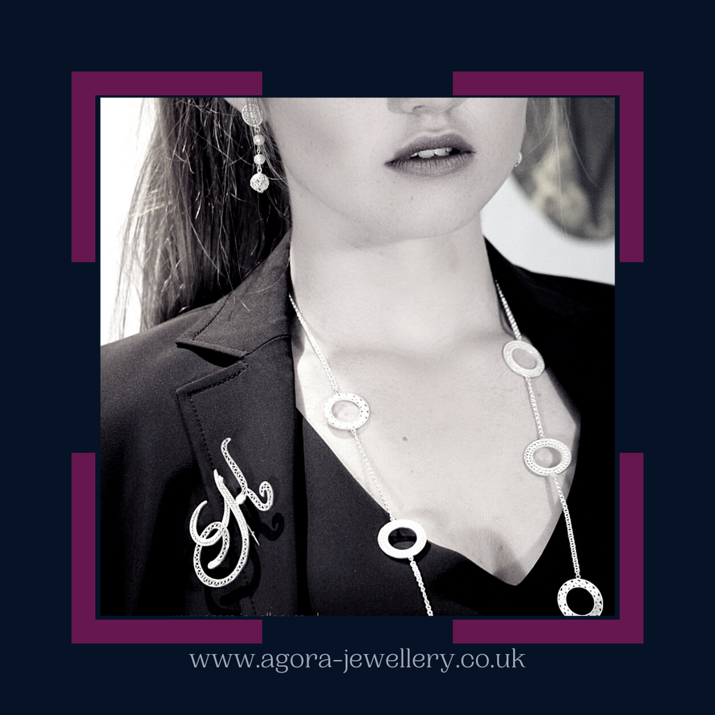 Filigree Letter Brooch - K - AG Agora Jewellery London