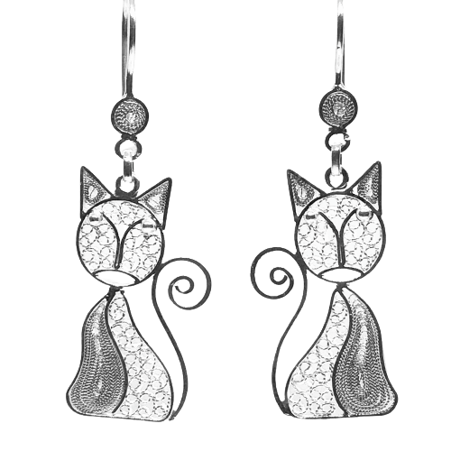 Filigree Cat Earrings - AG Agora Jewellery London