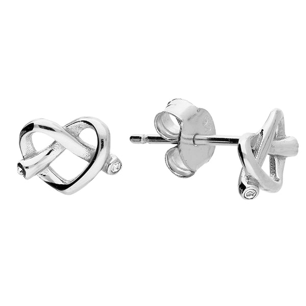 Sterling Silver Heart Knot Studs