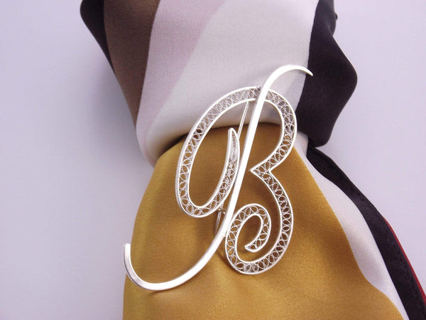 Filigree Letter Brooch - B - AG Agora Jewellery London