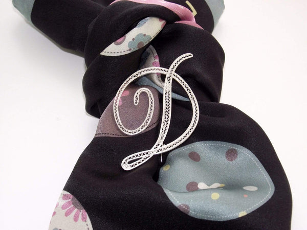 Filigree Letter Brooch - D - AG Agora Jewellery London