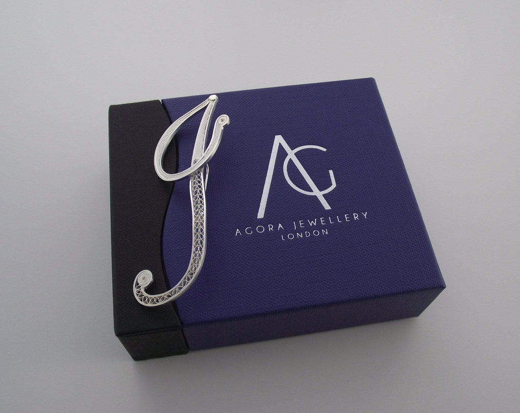 Filigree Letter Brooch - I - AG Agora Jewellery London