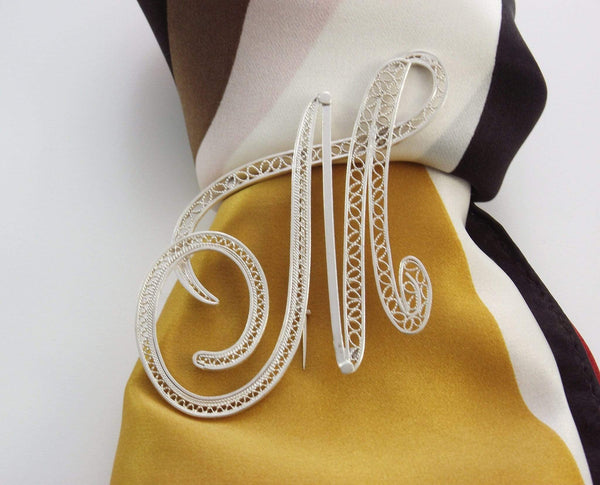 Filigree Letter Brooch - M - AG Agora Jewellery London