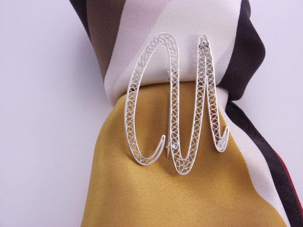 Filigree Letter Brooch - U - AG Agora Jewellery London