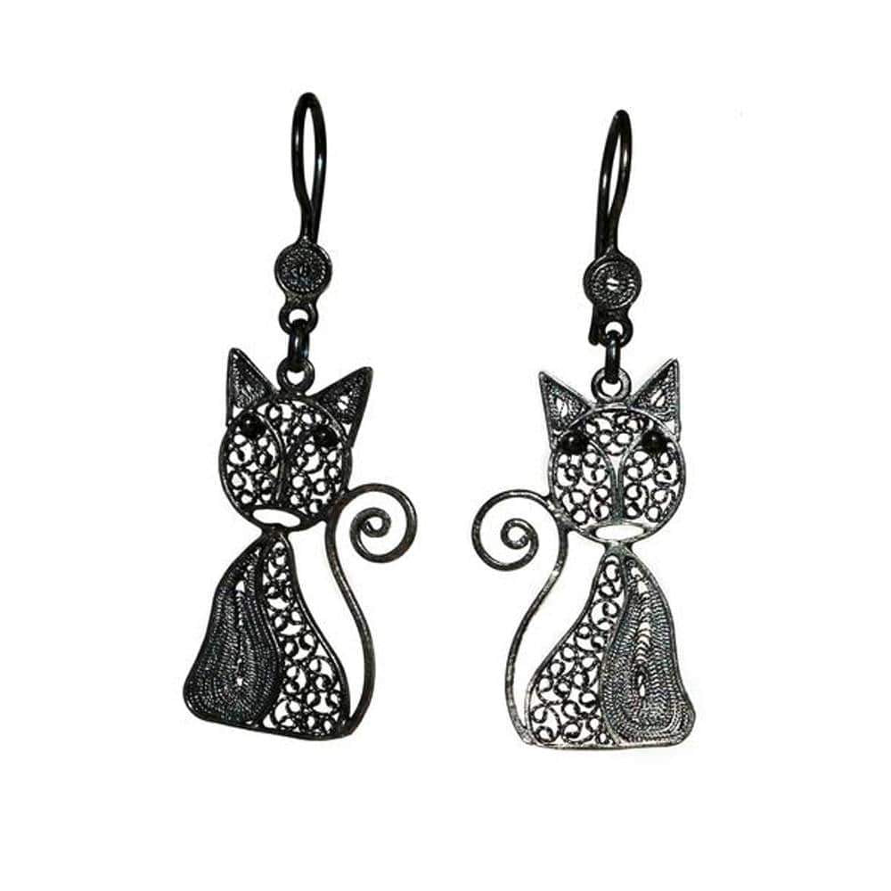 Filigree Cat Earrings - AG Agora Jewellery London