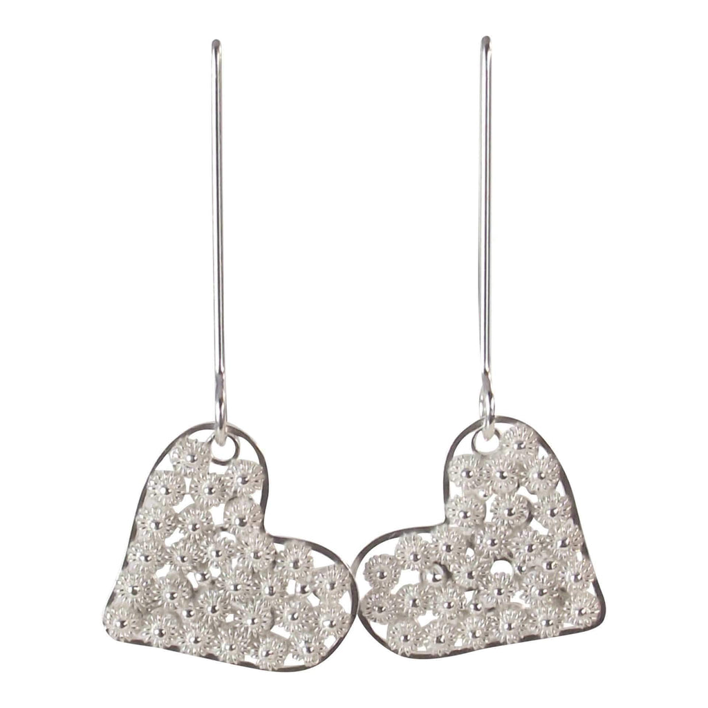 Filigree Long Heart Drop Earrings - AG Agora Jewellery London