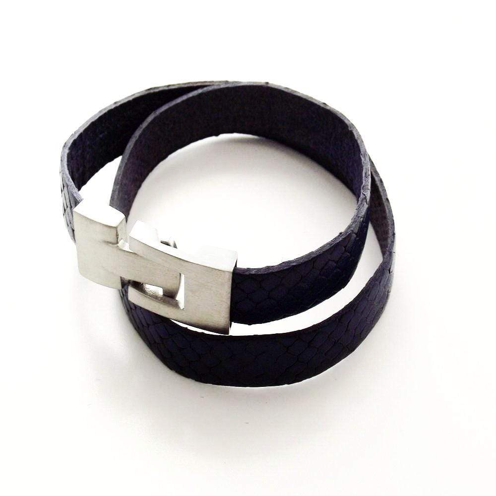Liberty Leather Bracelet - Blue Snake - AG Agora Jewellery London