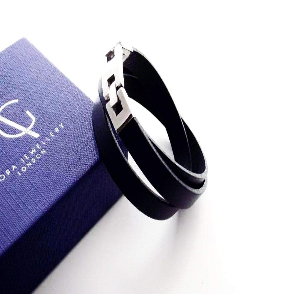 Liberty Leather Bracelet - Navy Blue - AG Agora Jewellery London