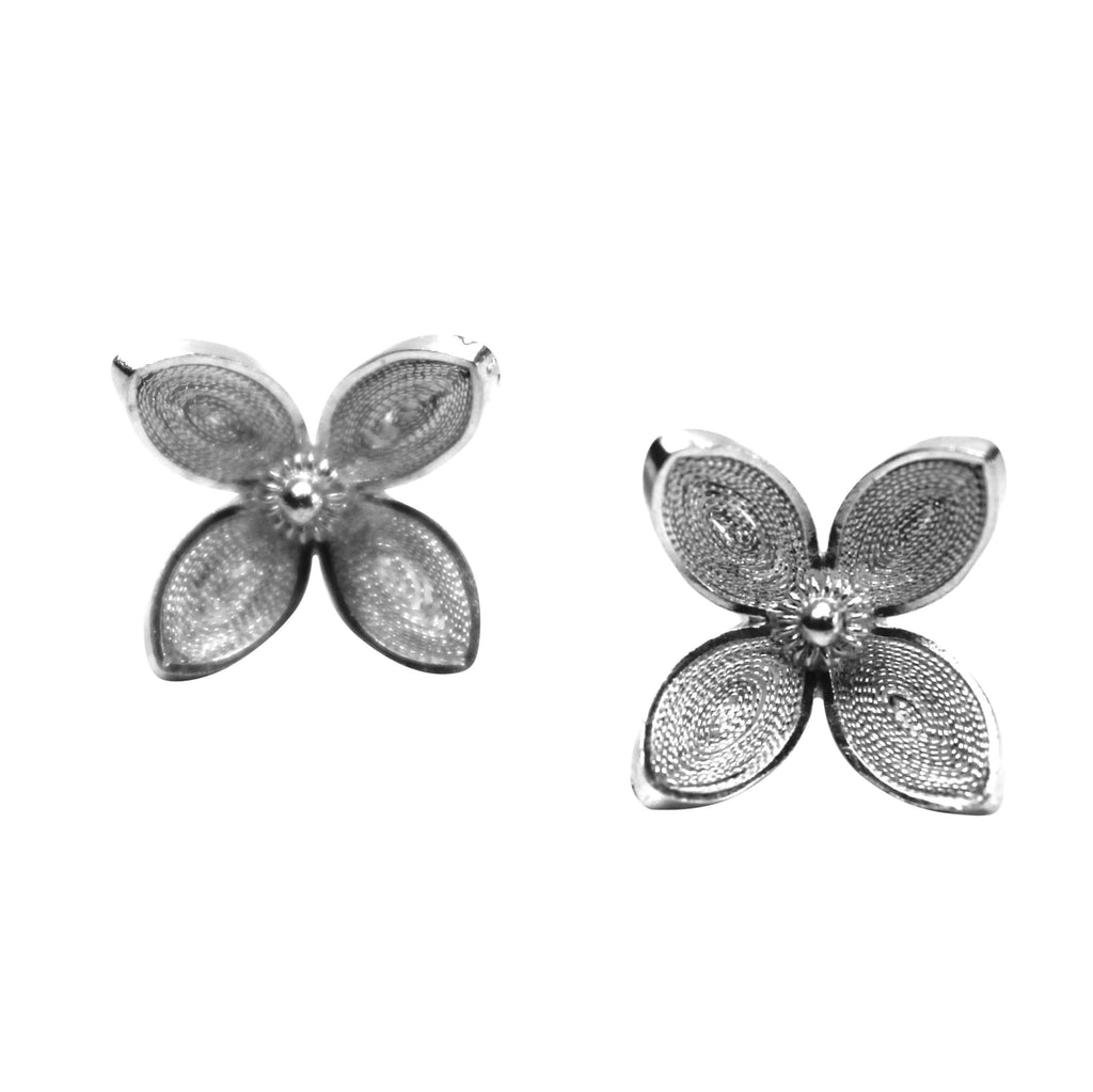 Filigree Clover Studs Earrings - Agora Jewellery London