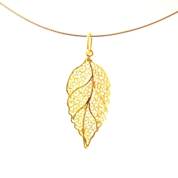 Filigree Gold Leaf Pendant - AG Agora Jewellery London