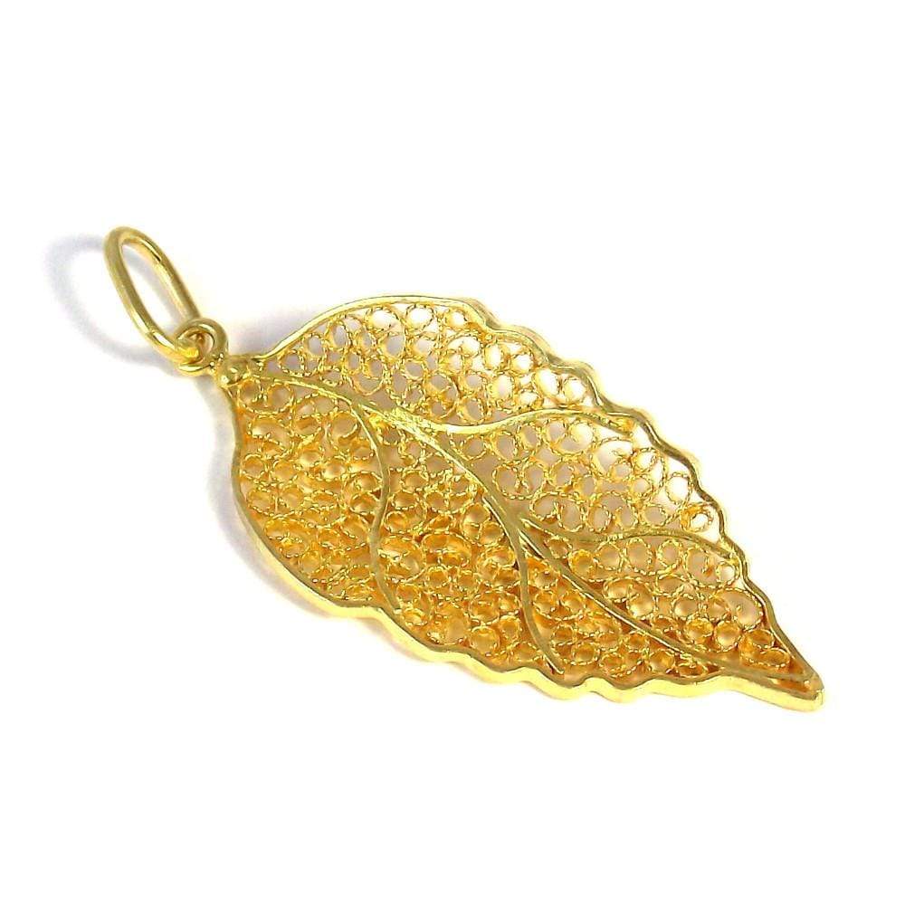 Filigree Gold Leaf Pendant - AG Agora Jewellery London