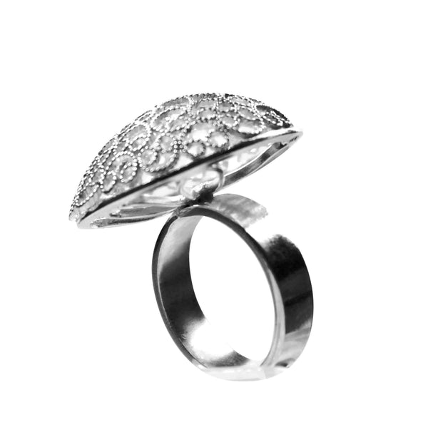 Filigree Half Moon Ring - Agora Jewellery London