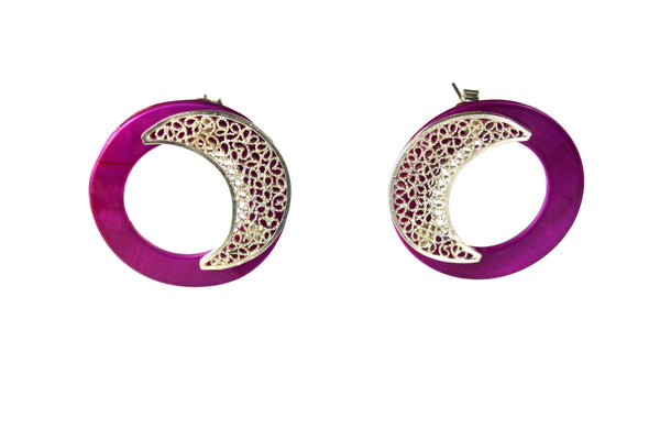 Fuchsia Pearl Earrings - Agora Jewellery London