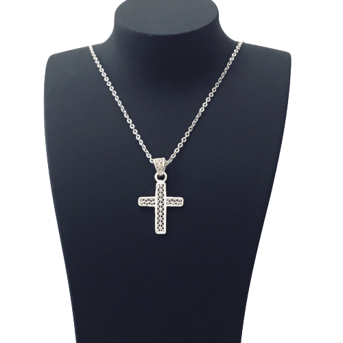 Filigree Cross Pendant Necklace Charm - Agora Jewellery London