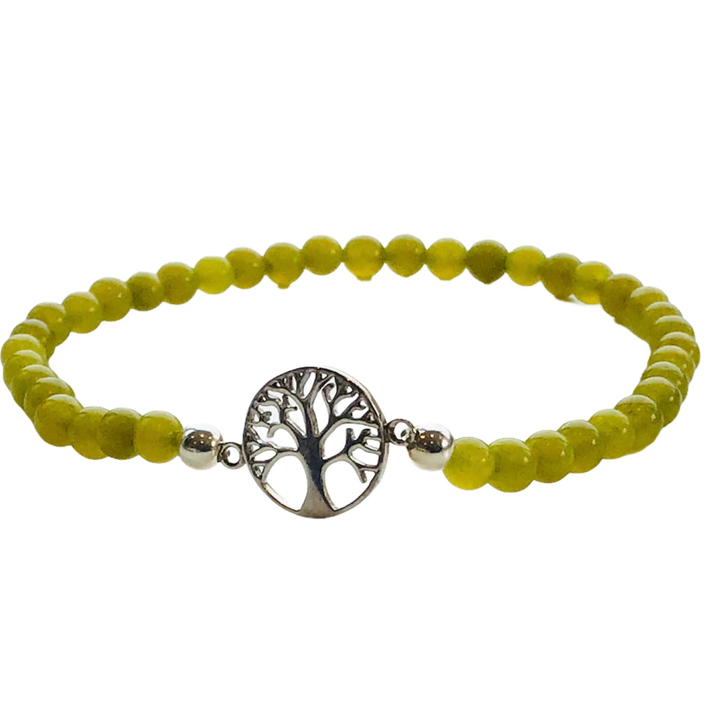 Tree of Life and Light Green Agate Bracelet