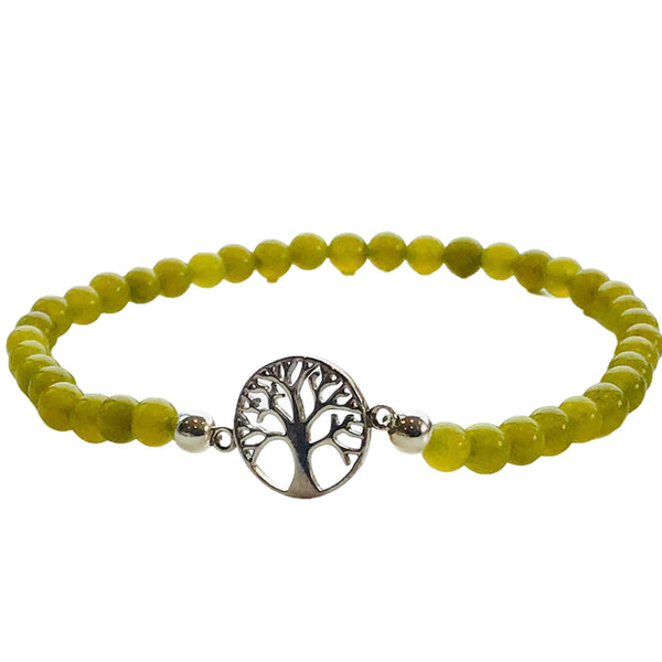Tree of Life and Light Green Agate Bracelet