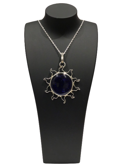 Sterling Silver Blue Sun Pendant - Agora Jewellery London